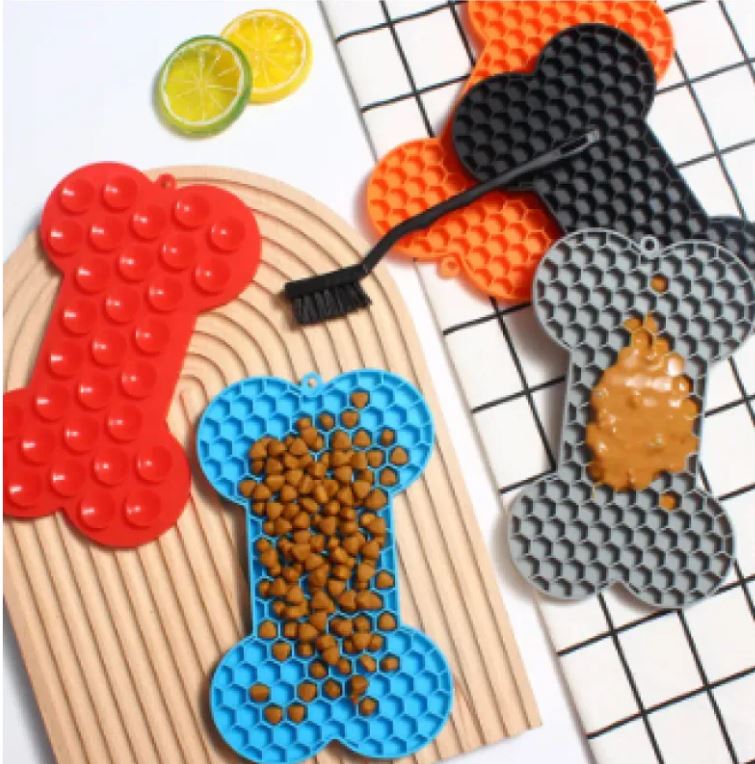 Bone shaped silicone dog lick mat