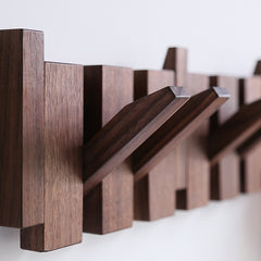 Piano Key Wall Coat Rack | Wooden Entryway Hook Rail in Walnut & Black Walnut
