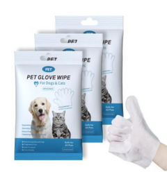 Pet Cleaning Kit | Disposable Grooming Gloves, Ear, Eye & Tooth Wipes