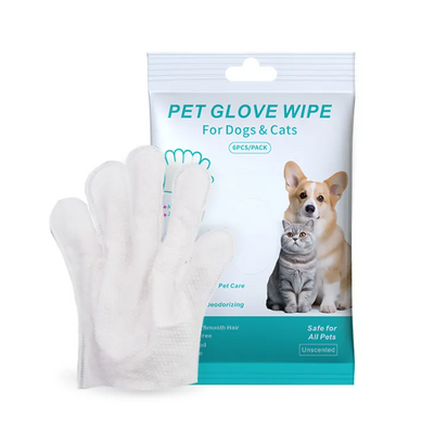 Pet Cleaning Kit | Disposable Grooming Gloves, Ear, Eye & Tooth Wipes