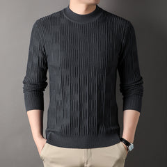 Thick Hand Knitted Round Neck Pullover Sweater with Mahjong Pattern