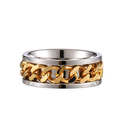 Casual Style Titanium Steel Mahjong Letter Ring