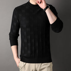 Thick Hand Knitted Round Neck Pullover Sweater with Mahjong Pattern