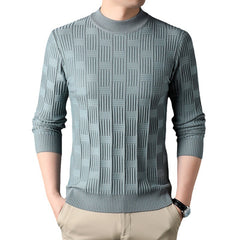 Thick Hand Knitted Round Neck Pullover Sweater with Mahjong Pattern
