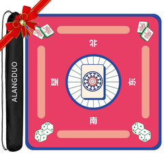 Mahjong Table Mat with Carry Bag | Anti-Slip Noise-Reducing Game Cover, Pink