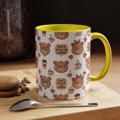 Don't Touch My Coffee Bear Mug Accent Coffee Mug | Cute Bear Pattern, Black Handle