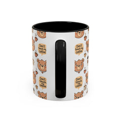 Don't Touch My Coffee Bear Mug Accent Coffee Mug | Cute Bear Pattern, Black Handle