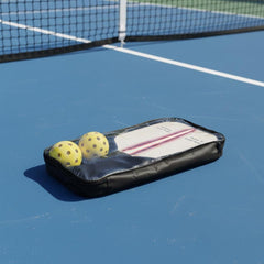 Wooden Pickleball Paddle Set | Retro Neon Stripe, Includes Balls & Bag shown in an AI-generated listing photo