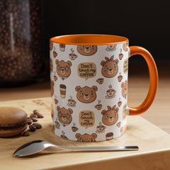 Don't Touch My Coffee Bear Mug Accent Coffee Mug | Cute Bear Pattern, Black Handle