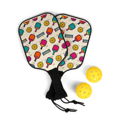 Colorful Pickleball Pattern Pickleball Kit | Paddles and Balls