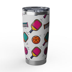 Colorful Travel Cup with Pickleball Design, 20oz Stainless Steel Tumbler