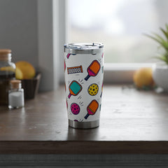 Colorful Travel Cup with Pickleball Design, 20oz Stainless Steel Tumbler