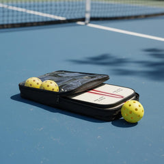 Wooden Pickleball Paddle Set | Retro Neon Stripe, Includes Balls & Bag shown in an AI-generated listing photo