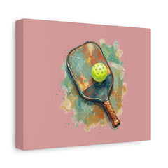 Pickleball Paddle Ball Art | Dusty Rose Matte Canvas Wall Art