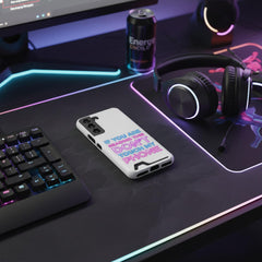 Don't Touch My Phone phone case | Card Holder, Neon Text, Protective shown in an AI-generated listing photo