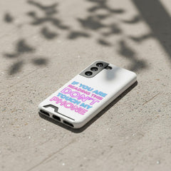 Don't Touch My Phone phone case | Card Holder, Neon Text, Protective shown in an AI-generated listing photo