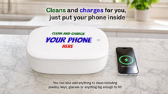 UV Phone Sanitizer Wireless Charging Pad, Germ-Free Phone Cleaner, Desk Accessory, Travel Charger, Contactless Clean, Office Gift.