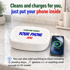 UV Phone Sanitizer Wireless Charging Pad, Germ-Free Phone Cleaner, Desk Accessory, Travel Charger, Contactless Clean, Office Gift.