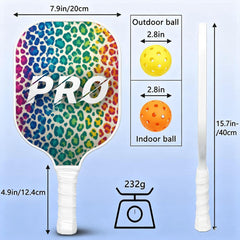 Rainbow Cheetah Pickleball Paddle Set | Fiberglass Power, Honeycomb Control, Cover