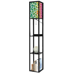 Rainbow Cheetah Floor Lamp with Shelves | Y2K Leopard Print Standing Lamp, USB Ports