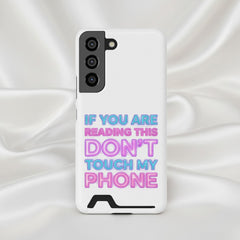 Don't Touch My Phone phone case | Card Holder, Neon Text, Protective shown in an AI-generated listing photo