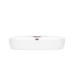Back profile view of the closed white UV sanitizer box on a white background, featuring a USB-C charging port.