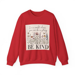 Be Kind Floral Crewneck Sweatshirt, Wildflower Art, Positive Message, Unisex Cozy Top