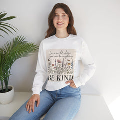 Be Kind Floral Crewneck Sweatshirt, Wildflower Art, Positive Message, Unisex Cozy Top
