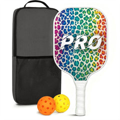 Rainbow Cheetah Pickleball Paddle Set | Fiberglass Power, Honeycomb Control, Cover