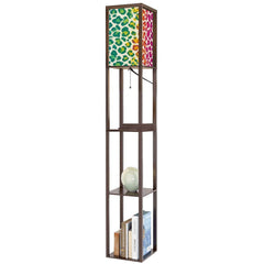 Rainbow Cheetah Floor Lamp with Shelves | Y2K Leopard Print Standing Lamp, USB Ports